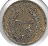 Monedas - Africa - Tunez - 247 - Año 1945 - Franco