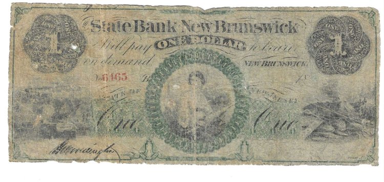 Billetes - America - Estados Unidos - - 1860-1877 - State Bank New Brunswick - Num.ref: 6465 - Click en la imagen para cerrar