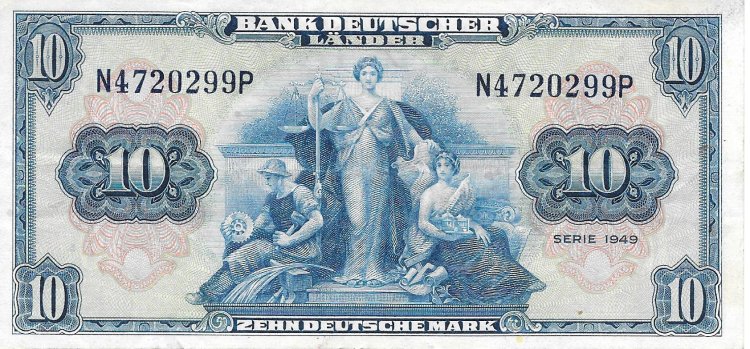 Billetes - Europa - Alemania - 16 - MBC+ - Año 1949 - 10 Deutsche Mark - num ref: N4720299P - Click en la imagen para cerrar