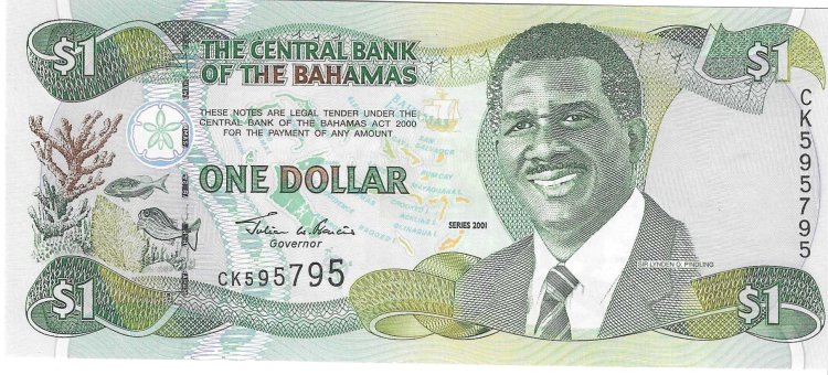 Billetes - America - Bahamas - 69 - SC - 2001 - 1 dolar - Num.ref: CK595795 - Click en la imagen para cerrar