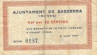 Billetes - EspaÃ±a - II RepÃºblica (1931 - 1939) - Locales - CataluÃ±a - 2300 - 1937 - Sasserra - Num.ref: 0197