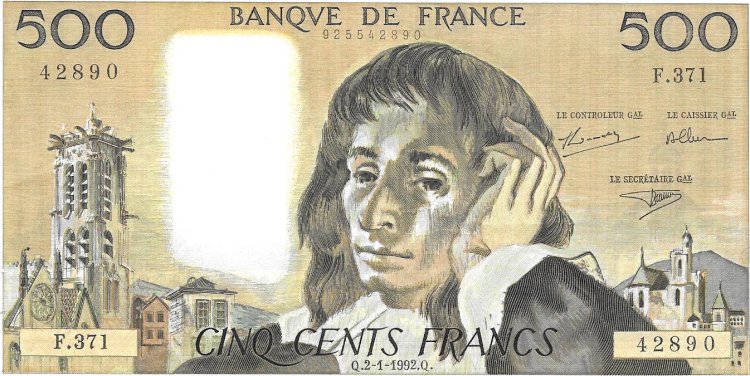 Billetes - Europa - Francia - 156J - ebc - Año 1992 - 500 francos - ref: 42890 - Click en la imagen para cerrar