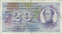 Billetes - Europa - Suiza - 046u - bc+ - Año 1973 - 20 francos