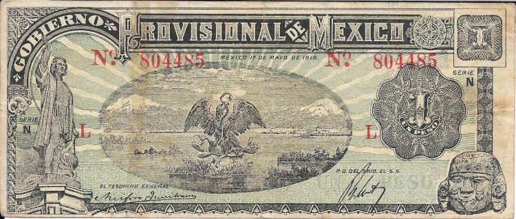 Billetes - America - Mexico - S-701 - mbc+ - Peso - Gobierno Provisional - Num.ref: 804485 - Click en la imagen para cerrar