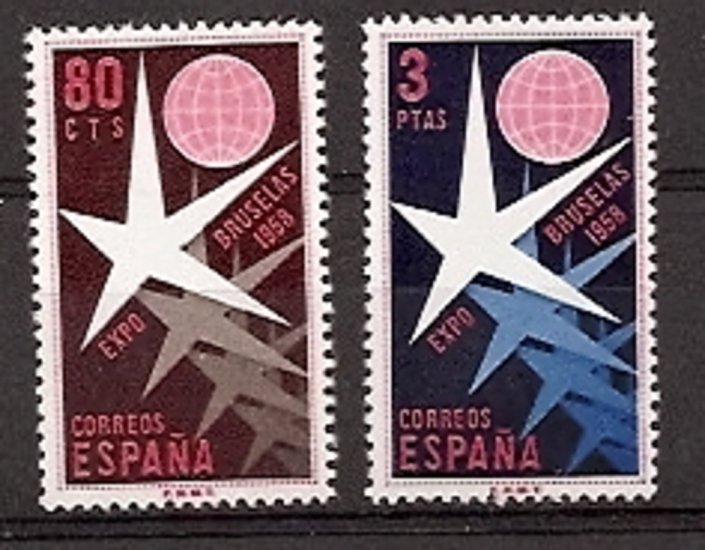 Sellos - Países - España - 2º Cent. (Series Completas) - Estado Español - 1958 - 1220/21 - ** - Click en la imagen para cerrar