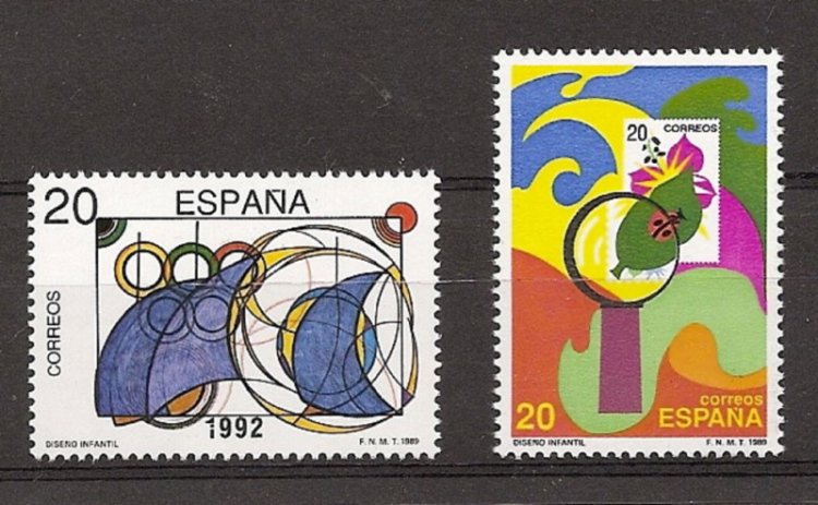 Sellos - Países - España - 2º Cent. (Series Completas) - Juan Carlos I - 1989 - 2986/87 - ** - Click en la imagen para cerrar