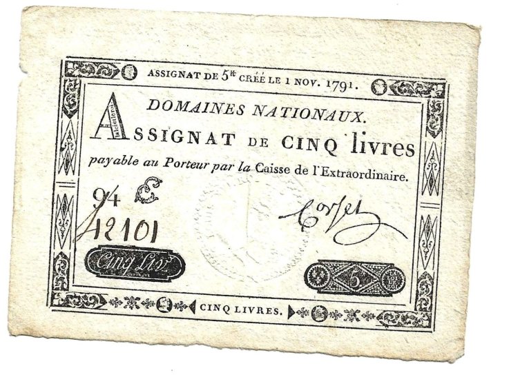 Billetes - Europa - Francia - A50 - mbc+ - 1791 - 5 libras - Num.ref: 94 - Click en la imagen para cerrar