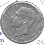 Monedas - EspaÃ±a - Alfonso XIII ( 17-V-1886/14-IV) - 139 - 1885*18*85 - 5 pesetas - plata