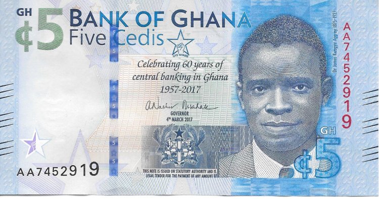 Billetes - Africa - Ghana - S/C - Año 2017 - 5 Cedis - num ref: AA7452919 - Click en la imagen para cerrar