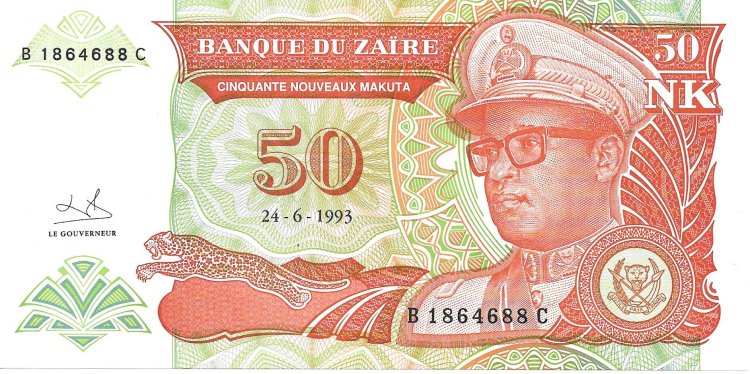 Billetes - Africa - Zaire - 51 - S/C - Año 1993 - 50 Makuta - num ref: B1864688C - Click en la imagen para cerrar