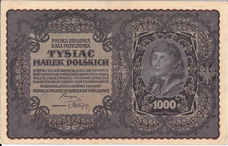 Billetes - Europa - Polonia - 29 - MBC - Año 1919 - 1000 Marek - num ref: 492778 - Click en la imagen para cerrar