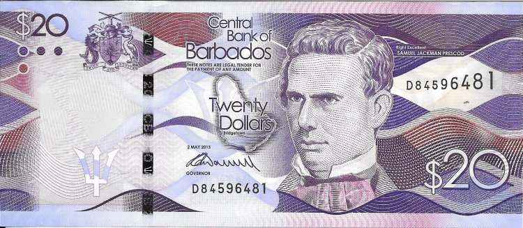 Billetes - America - Barbados - 76 - sc - 2013 - 20 dolares - num.ref: D84596481 - Click en la imagen para cerrar