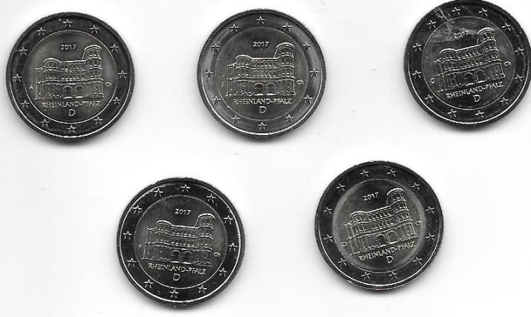 Monedas - Euros - 2€ - Alemania - SC - Año 2017 - Conjunto 5 monedas - Click en la imagen para cerrar