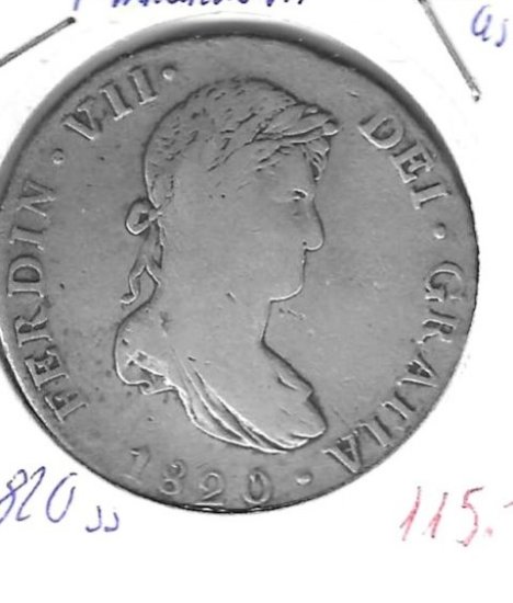 Monedas - EspaÃ±a - Fernando VII (1808 - 1833) - 1336 - 1820J - 8 reales - plata - Click en la imagen para cerrar