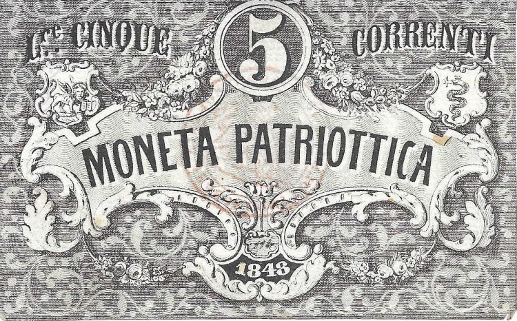 Billetes - Europa - Italia - S188 - mbc+ - 1848 - Republica Venecia - Estados Italianos - 5 liras - Click en la imagen para cerrar