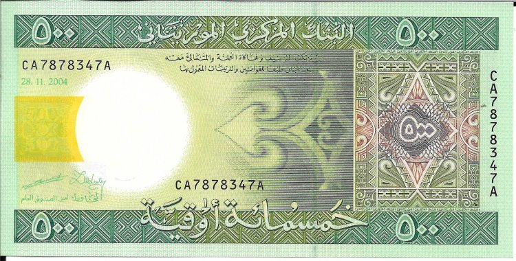 Billetes - Africa - Mauritania - 12a - sc - 2004 - 500 ouguiya - Num.ref: CA7878347A - Click en la imagen para cerrar