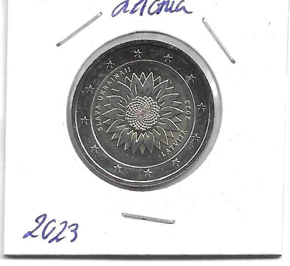 Monedas - Euros - 2€ - Letonia - SC - 2023 - Girasol - Dedicada a Ucrania - Click en la imagen para cerrar