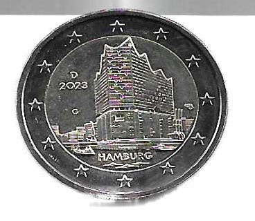 Monedas - Euros - 2€ - Alemania - SC - 2023 - Hamburgo - 1 moneda - Click en la imagen para cerrar