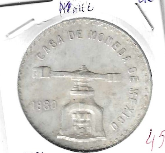 Monedas - America - Mexico - M49B - 1980 - Onza plata - Click en la imagen para cerrar