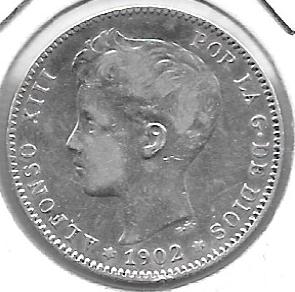 Monedas - EspaÃ±a - Alfonso XIII ( 17-V-1886/14-IV) - 75 - 1902*19*02 - Peseta - Plata - Click en la imagen para cerrar