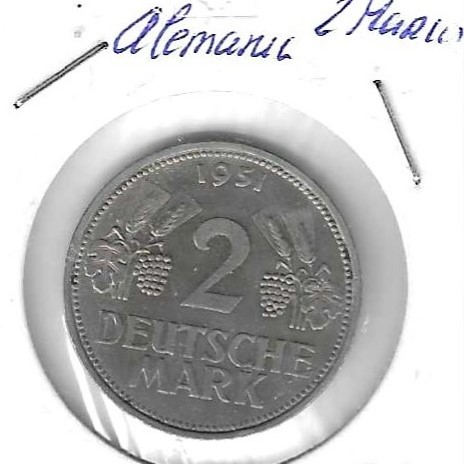 Monedas - Europa - Alemania - 111 - 1951F - 2 marcos - Click en la imagen para cerrar