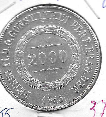 Monedas - America - Brasil - - 1855 - 2000 reis - plata - Click en la imagen para cerrar