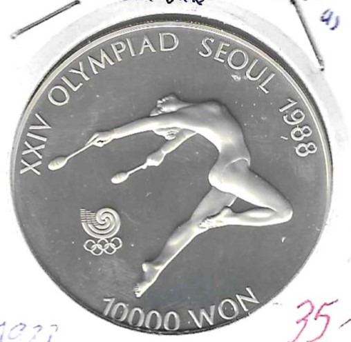 Monedas - Asia - Corea del Sur - 74 - 1988 - 10000 won - plata - Click en la imagen para cerrar