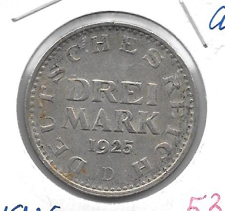 Monedas - Europa - Alemania - 43 - 1925D - 3 marcos - plata - Click en la imagen para cerrar