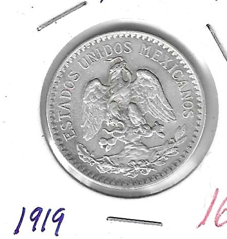 Monedas - America - Mexico - 446 - 1919 - 50 ctv - plata - Click en la imagen para cerrar