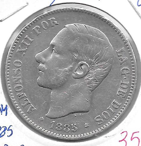 Monedas - EspaÃ±a - Alfonso XIII ( 17-V-1886/14-IV) - 139 - 1885*18*85 - 5 pesetas - plata - Click en la imagen para cerrar