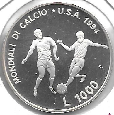 Monedas - Europa - San Marino - 318 - 1994 - 1000 Liras - Plata - Click en la imagen para cerrar