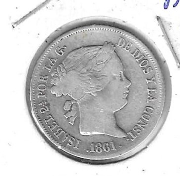 Monedas - EspaÃ±a - Isabel II (1833 - 1868) - 404 - 1861 - 4 reales - plata - Barcelona - Click en la imagen para cerrar