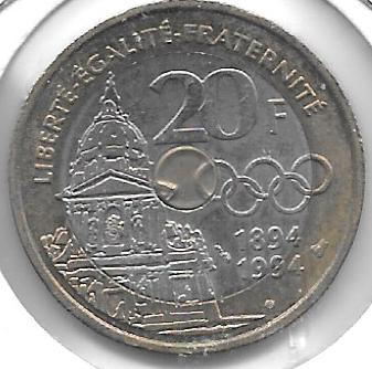 Monedas - Europa - Francia - 1036 - 1994 - 20 Francos - Click en la imagen para cerrar