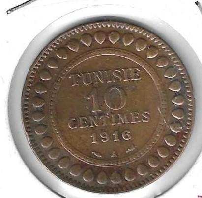 Monedas - Africa - Tunez - 236 - 1916 - 10 ct - Click en la imagen para cerrar