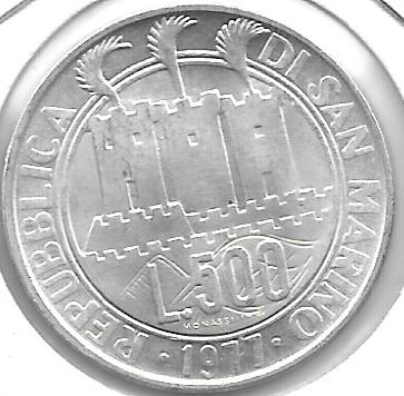 Monedas - Europa - San Marino - 71 - 1977 - 500 Liras - Plata - Click en la imagen para cerrar