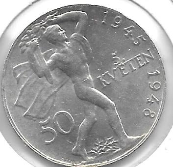 Monedas - Europa - Checoslovaquia - 25 - 1948 - 50 Coronas - Plata - Click en la imagen para cerrar