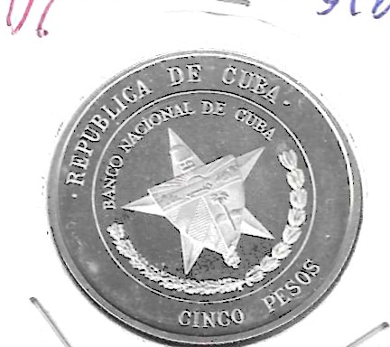 Monedas - America - Cuba - 36 - 1975 - 5 pesos - plata - Click en la imagen para cerrar