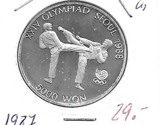 Monedas - Asia - Corea del Sur - 66 - 1987 - 5000 won - plata - Click en la imagen para cerrar