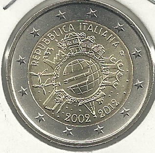 Italia 2€- SC - Año 2012 - Aniversario del euro< - Click en la imagen para cerrar