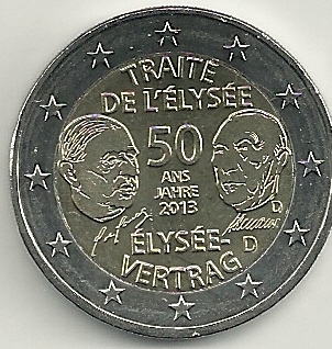 Monedas - Euros - 2€ - Alemania - SC - Año 2013 - Tratado franco-aleman - Click en la imagen para cerrar