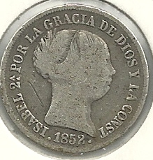 Monedas - España - Isabel II (1833 - 1868) - 312 - Año 1852 - 2 reales - Click en la imagen para cerrar