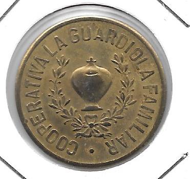 Monedas - Fichas Cooperativas y vales - 1586 - Cooperativa Guardiola Familia Barcelona - 5 ct - Click en la imagen para cerrar