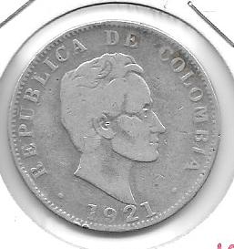 Monedas - America - Colombia - 193.2 - Año 1921 - 50 ctv - plata - Click en la imagen para cerrar