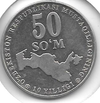 Monedas - Asia - Uzbekistan - 15 - 2001 - 50 som - Click en la imagen para cerrar