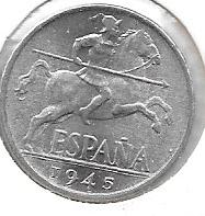 Monedas - EspaÃ±a - Estado EspaÃ±ol (1936 / 1975) - 0.10 pesetas - 244 - 1945 - ebc - 10 cent - Click en la imagen para cerrar