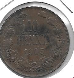 Monedas - Europa - Finlandia - 14 - 1905 - 10 pennia - Click en la imagen para cerrar