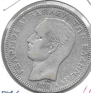 Monedas - Europa - Grecia - 46 - 1876 - 5 dracmas - plata - Click en la imagen para cerrar