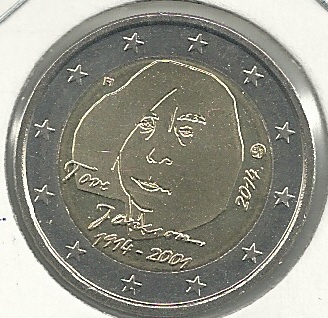 Monedas - Euros - 2€ - Finlandia - SC - Año 2014 - Tove Jansson - Click en la imagen para cerrar