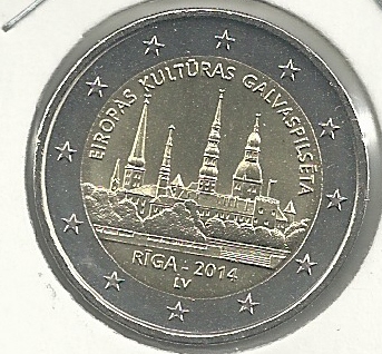 Monedas - Euros - 2€ - Letonia - Año 2014 - Riga - Click en la imagen para cerrar