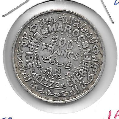 Monedas - Africa - Marruecos - 53 - 1953 - 200 francos - plata - Click en la imagen para cerrar